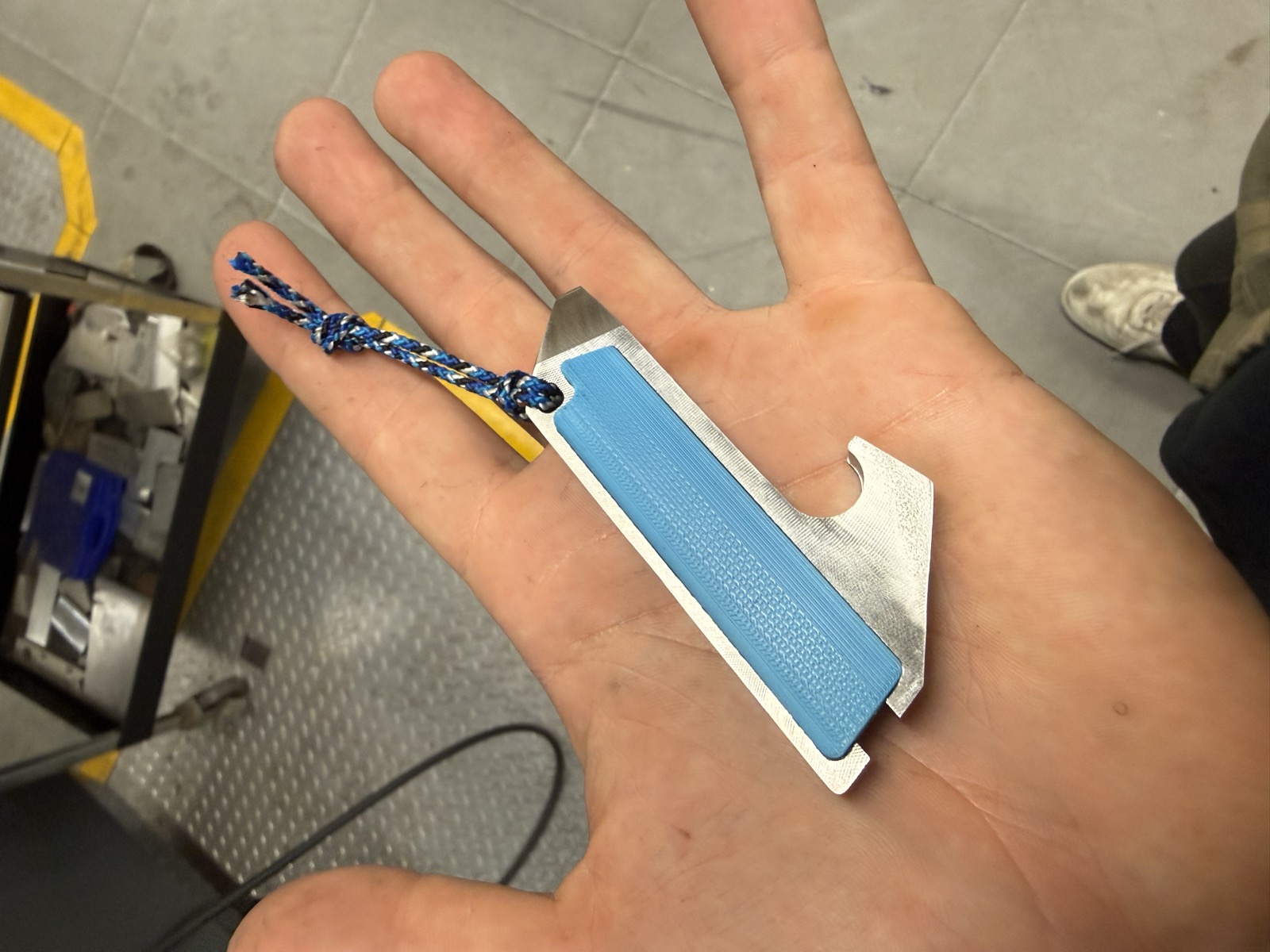 Finished unit with blue PETG scales in hand